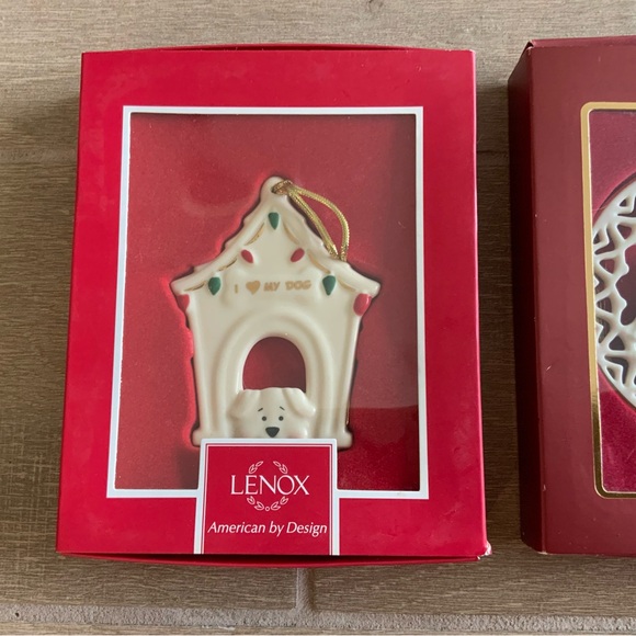 Set of 2 Lenox Christmas Ornament Holiday Nativity I love my dog - Picture 2 of 7